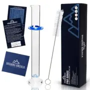 Glass Hydrometer Test Tube Jar & Cylinder Brush - Narrow Flask for Alcohol by...