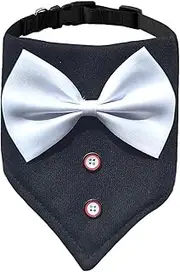 Dog Tuxedo Bandana Collar, Formal Wedding Party Dog Bandana with Bow Tie Adjustable Tie Pet Suit Bow Tie for Dogs for Party Birthday for Small Medium and Large Dogs