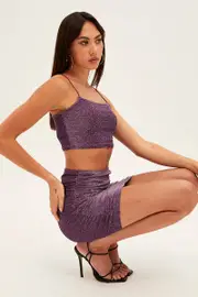 Purple Mini Skirt Bodycon Slinky - Size 12, Women's Bodycon Skirt