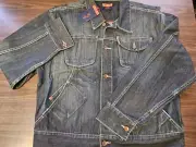 Marc Ecko Jacket Trucker Bike Blue Denim Dark Wash Mens Size XL NWT!