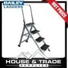Bailey Stairwell Ladder 4 Step 89cm Aluminium With Folding Hand Rail FS13752