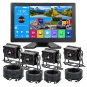 9" Touch Screen DVR Monitor 4x 1080P 360 View Rear View Camera Package Truck RV