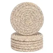 ABenkle Woven Coasters for Drinks Set of 6, Boho Absorbent Drinking Coaster, 4.3