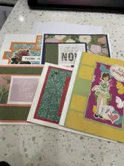 Assorted Handmade Greeting Cards Set Of 5 Thank You Christmas Spring Flower Girl