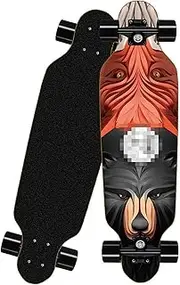 Sports Skateboard Longboard, 24" 8-Layer A-Level Maple Heat Transfer Infernal Pattern Mini Longboard Dance Board Suitable for Beginners
