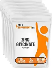 BulkSupplements.com Zinc Glycinate Powder - Zinc 40mg - Zinc Powder - Pure Zinc - Zinc Supplement - Zinc Mineral Supplements - Immune Support Supplement - 130mg per Serving (5 Kilograms - 11 lbs)