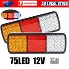 2x 75 LED Tail Lights DC 12V Stop Indicator Reverse Lamp Trailer Truck Ute Light