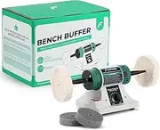 Flyrivergo Jewelry Polisher, Bench Buffer Polisher, Adjustable Variable Speed Polishing & Buffing Machine, with 2 Cotton Wheels and 2 Abrasive Fiber Wheels for Jewelry, Wood, Silver, Metal, Jade 110V