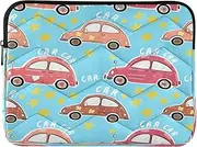 Whimsical Cartoon Cars Blue Computer Sleeve, Waterproof Laptop Bags 15.6 for Women