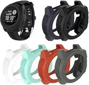 FitTurn[6 Pack] intended for Garmin Instinct/Instinct Solar Watch Case Sleeve Slim Designer Sleeve Protector Armor Anti-Scratch Bezel Silicone Band Cover Case