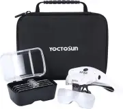 Magnifying Glasses with Light and Storage Case - Hands Free 5 Detachable Lenses