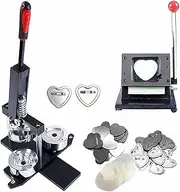 Metal Badge Press Kit，Fridge Photo Magnet Machine with DIY Heart Button Maker and 100pcs Components，Love Heart Photo Refrigerator Sticker Magnet Press Machine for Picture Buttons, Gift Buttons