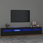 TV Cabinet, Entertainment Unit TV Stand TV Unit TV Cabinet with LED Lights Black 240x35x40 cm