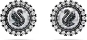 [Swarovski] Swan stud earrings Crystal pearl, Swan, Gray, Ruthenium plated
