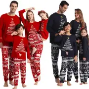 Family Matching Christmas Pyjamas Dad Mom Kids Xmas Sleepwear Outfits Xmas Tree