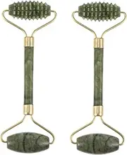 HONMEET 2Pcs Jade Stone Facial Roller Massager Face Body Massage Tool for Skin Lifting Tightening Boost for Daily Use Skin Care Routine