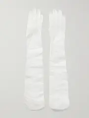 [Clio Peppiatt] Clio Peppiatt - Chantilly Embellished Ruched Tulle Gloves - Ivory - One size One size Ivory