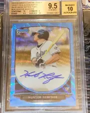 2013 Bowman Chrome Hunter Renfroe Blue Wave Refractor Auto 44/50 RC BGS 9.5/10