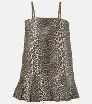 [Ganni] Ganni Leopard-print denim minidress AU 14 brown