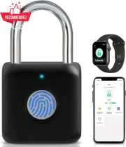 Fingerprint Padlock with APP Unlock & USB Rechargeable - Gym Locker, Door, Black