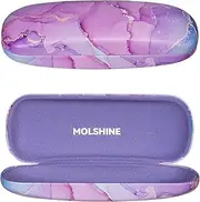 [molshine] Hard Shell PU Leather Glasses Case, Travel Portable Eyeglass Case for Men Women Girl Travel Study Work