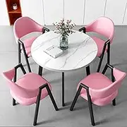 YUGXTH Office Reception Room Club Table and Chair Set, Small Conference Room Negotiation Table Sets, Coffee Table and Chair Set,Kitchen Dining Table Set for 4, for Family Apartment(Pink)