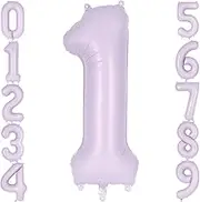 Pastel Purple Number Balloon, 40 Inch Big Large Foil Helium Number Balloons, Giant Mylar Balloon for Pastel Purple Birthday Party Decorations Supplies Anniversary (Pastel Purple,1)