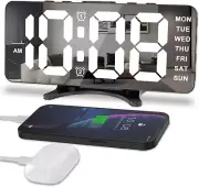 Digital Alarm Clock Desk Alarm Clock LED Large Digital Display Timer Date Travel