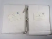 Pottery Barn Kids Breezy Border Panels Drapes Tie Top Khaki White S/2 #4917