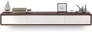 MWall Mounted Floating TV Unit with 2 Drawers Walnut and White Floating Shelf for Under TV Storage 140cm