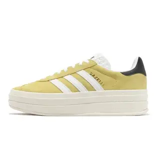 adidas 休閒鞋 Gazelle Bold W 女鞋 黃 白 麂皮 厚底 增高 拼接 愛迪達 HQ6891