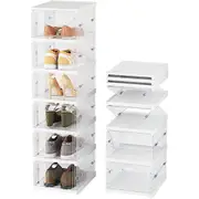 Ozoffer Shoe Box Storage Case Clear Boxes Foldable Stackable Transparent Organizer