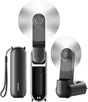 GAIATOP Portable Handheld Fan, 3 IN 1 Mini Foldable Travel Fans [17H Max Cooling Time] with Power Bank, Pocket Design USB Rechargeable for Travel Concert Lash Makeup, Summer Gifts for Women Girl Black