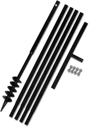 'vidaXL Ground Drill with Steel Handle and Extension Tube, 80 mm & 5m – Multi-Use Strong Steel Digging Tool for Planting, Composting and Fertilizing