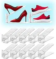 Euberla 12PACK Shoe Slots Organizer for Closet Clear Shoe Stackers for a Pair of Shoes Double Deck Shoe Rack Holder Organizers Shoe Shelf Display