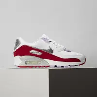 在飛比找PChome24h購物優惠-Nike Air Max 90 女鞋 白紅 漆皮拼接 氣墊 