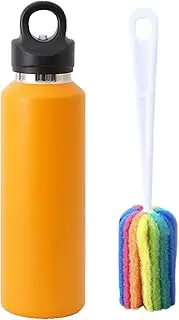 Nordq simple modern water bottle with straw, coffee travel mug, snap-on bottle cap, one-handed convenience, iced coffee