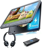 10.5 Inch Car DVD Player with 5 Hours Battery, HDMI Input, Headphones, Car TV Monitor, Back Seat for Children, Supports USB/SD