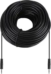 3.5mm Male to Male Shielded Audio Cable, 30 Meters, Black, PVC, Copper Core, For Speakers, Computers, HiFi Audio Systems