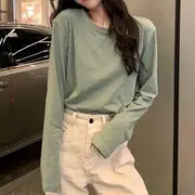 Long-Sleeve Plain T-Shirt Pink - Round Neck
