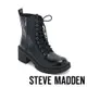 STEVE MADDEN-CANNY 皮革綁帶厚底短靴-黑色
