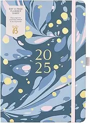 Busy B 2025 Diary Day A Page Planner - A5 Marble Design for Weekly Planner - Compact Diary with Hour-by-Hour Layout, To-Do Lists & Notes - Ideal for Students, Teachers & Professionals