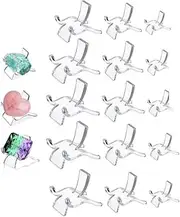 15PCS Rock Display Stands, Acrylic Crystal Rock Stand, Clear Display Stand Stand, Crystal Base, Mineral Agate Fossil Coral Gem Small Collection Clear Rock Display Stand (3 Sizes)