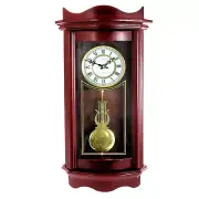Bedford 25" Weathered Chocolate Cherry Wood Finish Wall Clock w Pendulum Chimes