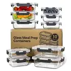 MEAL PREP MASTERY - 10-Pack Glass Containers with Portion Control Design -
