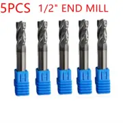 5Pcs 4 Flute 1/2" x 1" x 3" Solid Carbide End Mills AlTiN Coated CNC Bit HCR55°