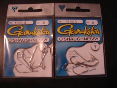 2 packs Gamakatsu O'Shaughnessy Hooks size 4 qty 7 hooks per pack model 13008