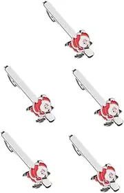 [WOFASHPURET] 5pcs Tie Clips for Men Santa Claus Tie Pin Metal Decorative Necktie Clip Festive Christmas Accessory