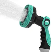 Heavy Duty Metal Garden Hose Nozzle - 10 Adjustable Spray Patterns, High Pressure Sprayer with Thumb Control On/Off Valve for Lawn, Plant Watering, Car and Pet Washin