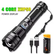 Super Bright 990000LM Powerful Flashlight XHP50 26650 Rechargeable Zoom Torch